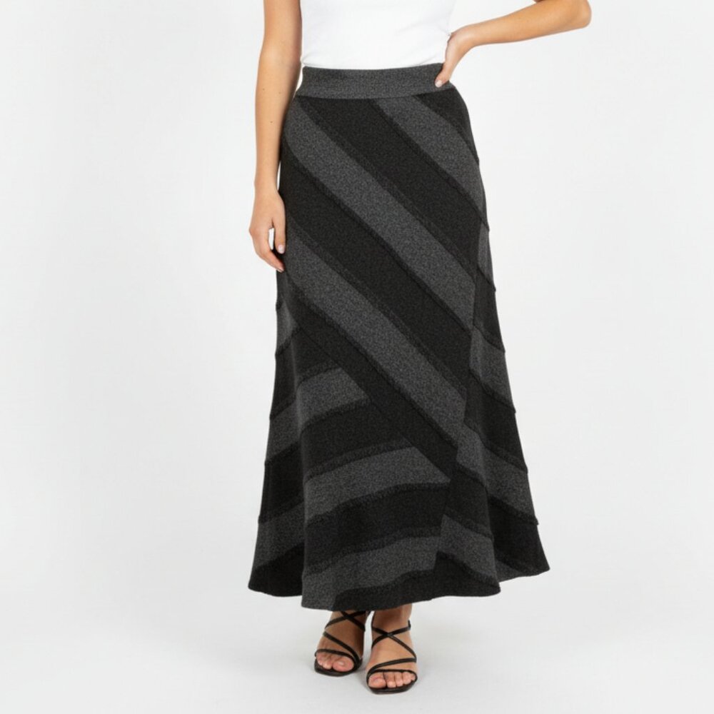 Ilusion Gray Patchwork cottage farmhouse granny core Maxi Skirt 8